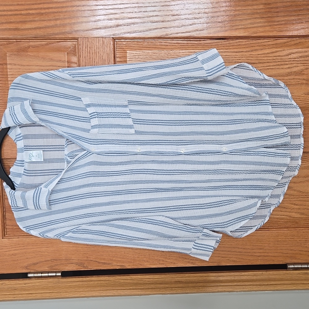 Kona Sol Blue & White Striped Women's Swim Coverup